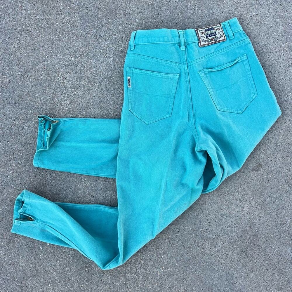 Vintage 90s Gitano Teal Ankle Zipper High Rise Jeans